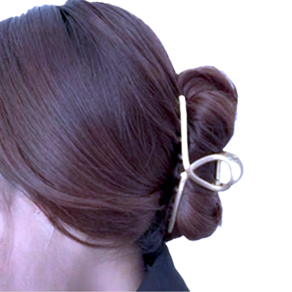 Elegant Silver Metal Simple, Heavy Duty Hair Claw Clip- New-